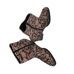 Snakeskin Ankle Boots‎ Block Heel Fashion Booties Stylish Women's Shoes